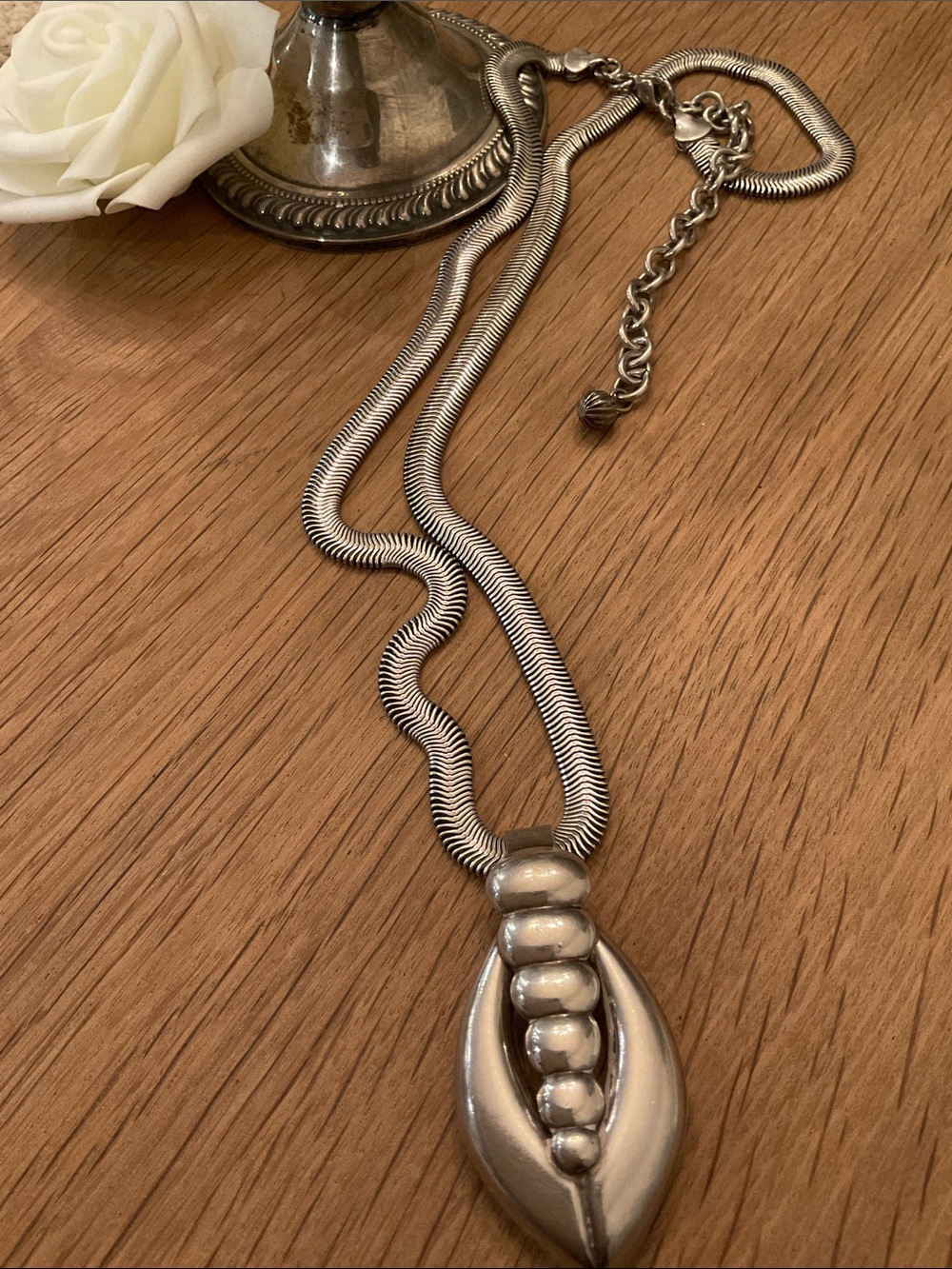 Vintage Modernist Necklace Signed By Marjorie Baer of San Francisco
Silver Tone